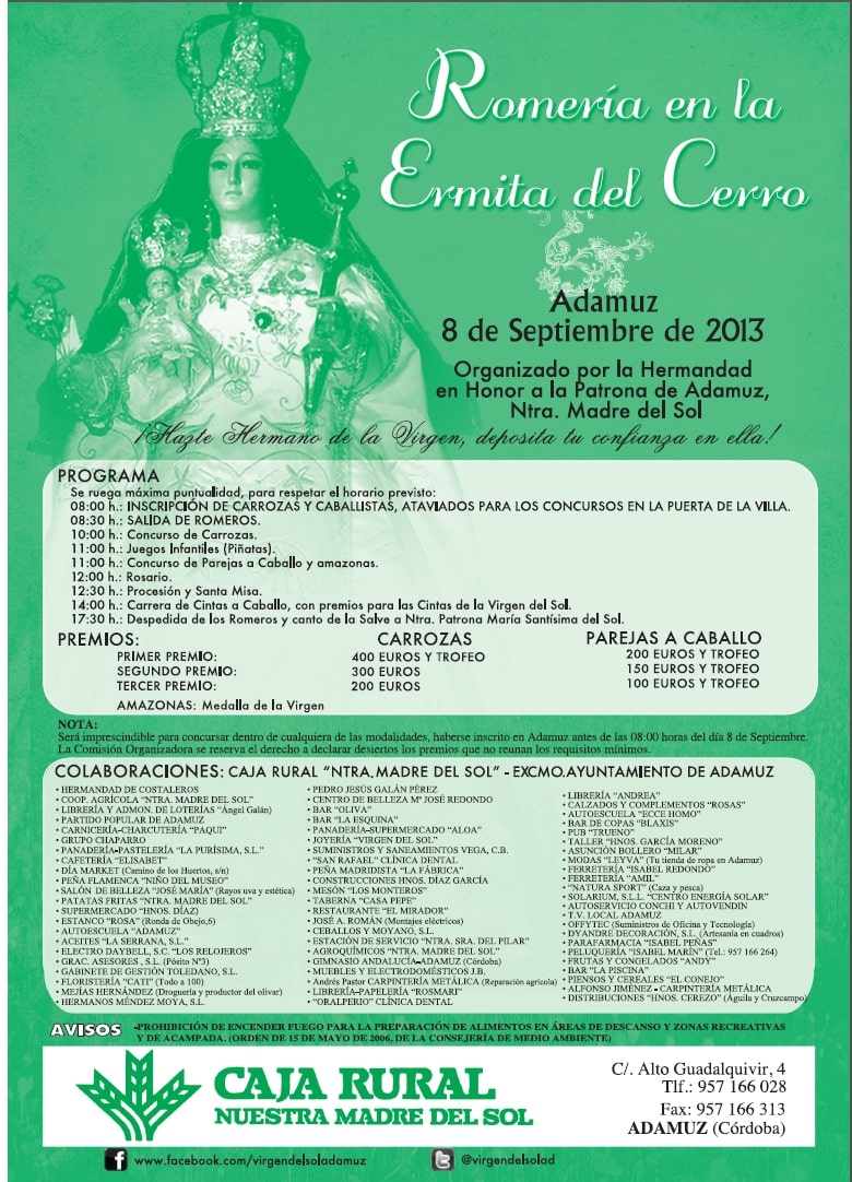 Cartel de Romería de Nuestra Señora del Sol 2013